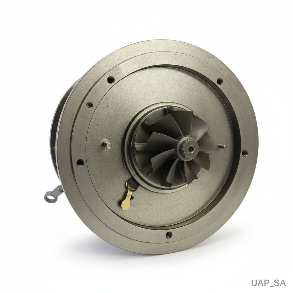 Ford Ranger 3.2 TDCi turbo core 812971-0002 / 798166-0007, turbine side showing the VNT ring face — Hatach Turbo, Ultimate Autoparts SA